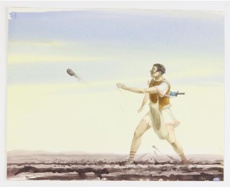 Paul Birkbeck 1939-2019, Classical Greek figure throwing a rock 27 x 34 cms.. not signed,ABOUT PAUL BIRKBECK; an appreciation