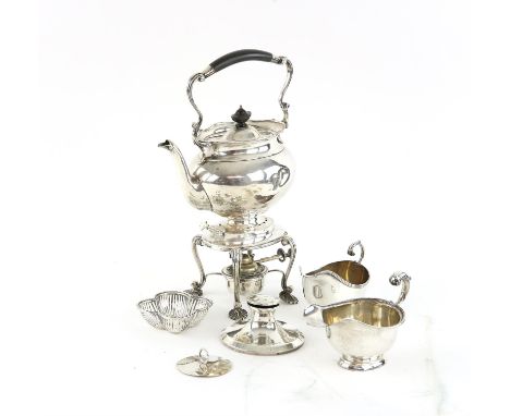 REVISED DESCRIPTION AND ESTIMATEVictorian silver spirit kettle on stand with burner,by Thomas Bradbury & Sons Ltd Sheffield 1