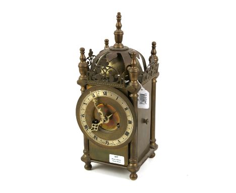 Reproduction brass lantern clock with Smiths two train movement H37cmSold on behalf of Debra charity