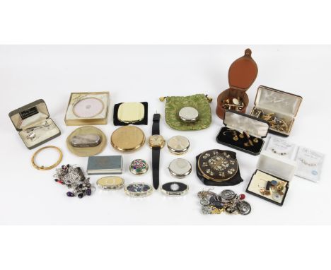 A group of costume jewellery and miscellaneous items, including a pair of faux pearl earrings in tested 9 ct, a Parker '51' f