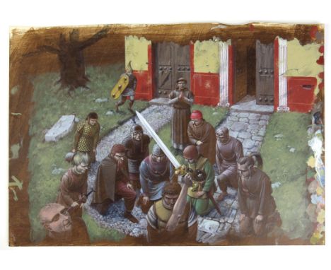 BBC Zig Zag, The sword in the stone, ill, Paul Birkbeck 1939-2019, an adaption of the novel by T H White, Arthur holding the 