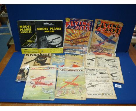 A quantity of vintage aircraft magazines including 'Flying Aces' 1935, '36 and '44, 'Aero Modeler' years 1944, 1947 and 1949,