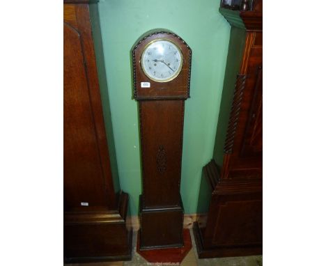 An Oak finished cased Grandmother Clock having later quartz movement, 53 1/4'' high.