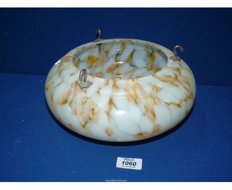 A vintage marbled effect glass ceiling light Shade in cream and orange, 10'' diameter.