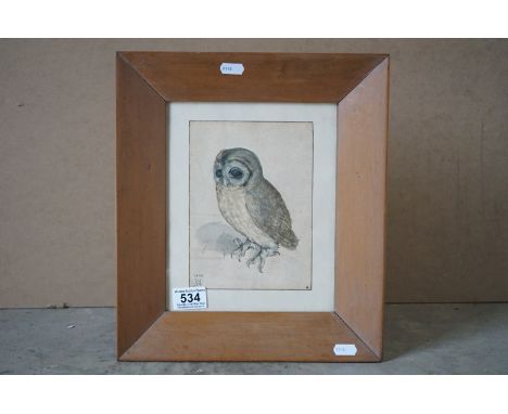 Albrecht Durer Print of Little Owl with Albertina blindstamp, 14cm x 19cm, framed and glazed 