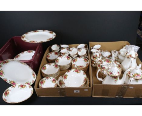 Royal Albert ' Old Country Roses ' Tea and Dinner Ware including teapot, 2 coffee pots, gravy jug and stand, ornamental swan,