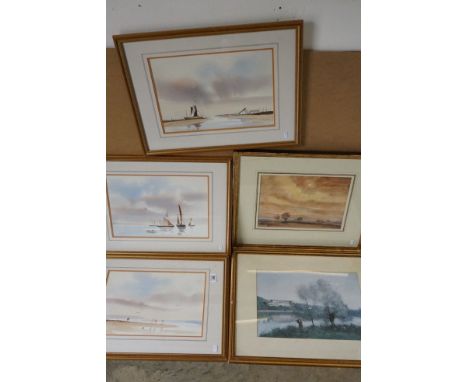 Set of Three Coastal / Seascape Watercolours, all indistinctly signed by the same artist, 37cm x 27cm, framed and glazed toge