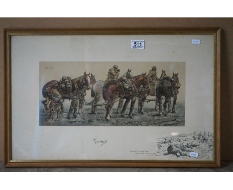 Charles Johnson Payne ' Snaffles ' Print titled ' Gunners ', 60cm x 37cm, framed and glazed 