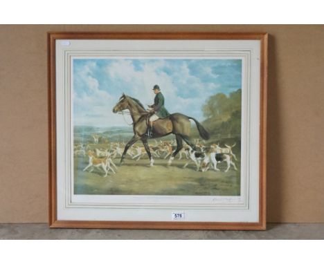 Raoul Millais Limited Edition Signed Hunting Print titled ' Captain R.E. Wallace Master and Huntsman of the Heythrop Hounds 1