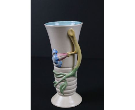 Clarice Cliff Newport Pottery Handled Vase with moulded floral decoration, 22cm high 