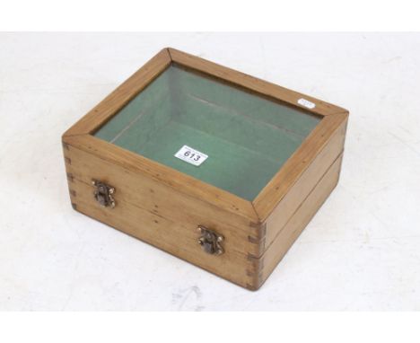 Vintage pine glass topped display case 