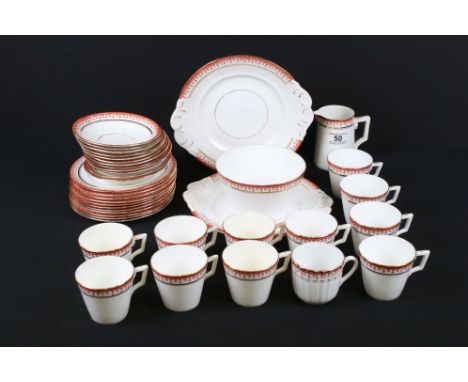 Early 20th century Wileman Foley China Part Tea Set comprising 12 Cups, 12 Saucers, 11 Tea Plates, 2 Sandwich Plates, Milk Ju