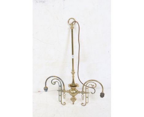 Brass two branch ceiling light in the secessionist style 