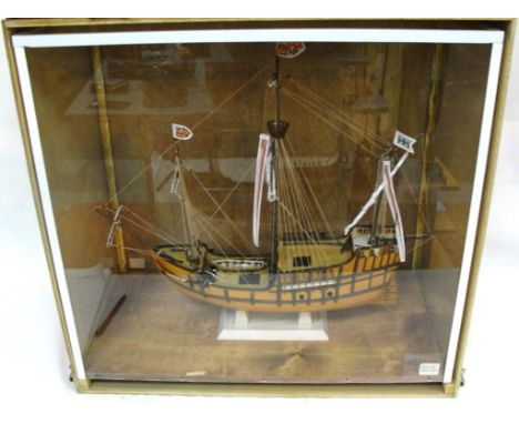 A boxed and cased model of 'Santa Maria'