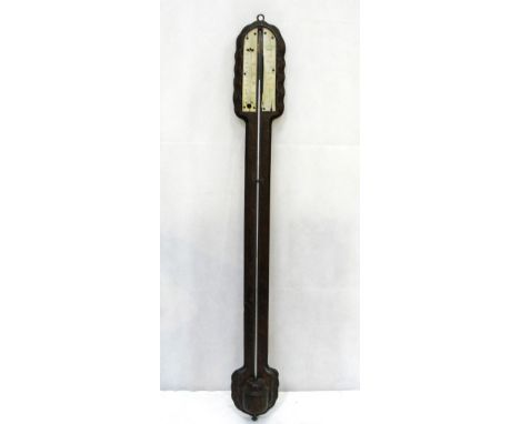 A 19th century oak stick barometer by L. Alexander, 6 High Street, Exeter