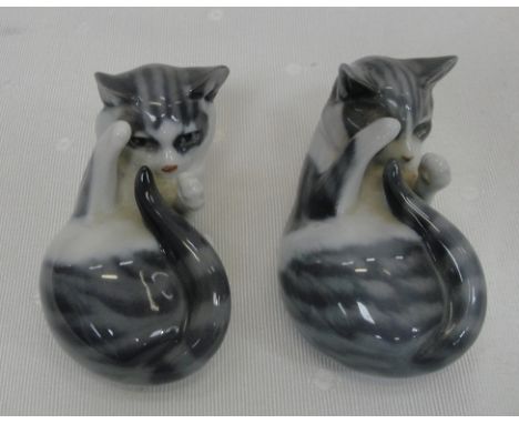 Two Royal Copenhagen Cat figurines model 727