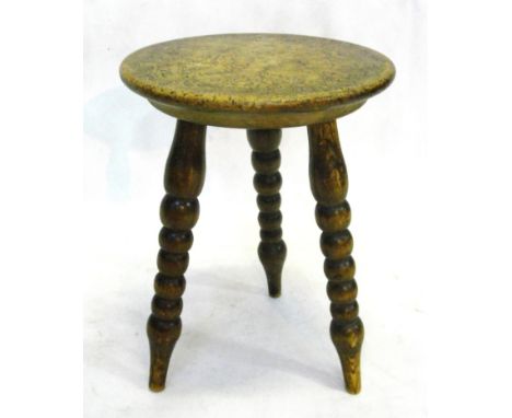 A 19th century Scottish pokerwork stool on bobbin legs