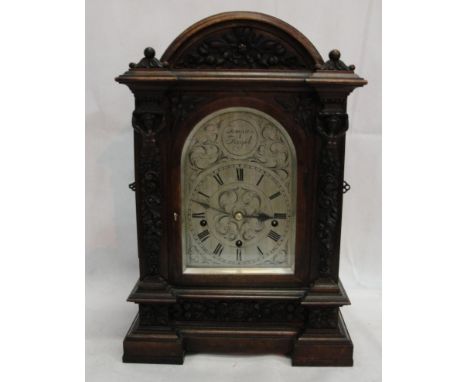 A mahogany cased bracket clock with French movement