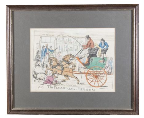 McCLEARY, (PUBLISHER), 32 NASSAU STREET, c.1800The Pleasures of a Tandem, the shop in the background with signage‘McCleary, T