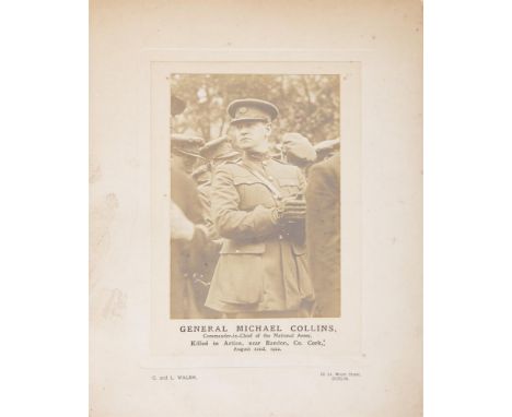 C. AND L. WALSH, 1922Photographic portrait print of Michael Collins, on card with inscription 'GENERAL MICHAEL COLLINS, Comma