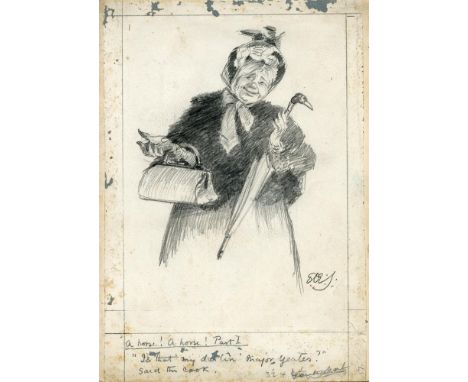 SOMERVILLE, EDITH OENONEAn unpublished original sketch by Edith Somerville, illustration for her classic work 'Some Adventure