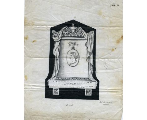 ***PLEASE NOTE MEASURMENTS IN THE PRINTED CATALOGUE SHOULD READ '27 x 20.5cm'JOSEPH ROBINSON KIRK (1821 - 1894)Design for a ‘