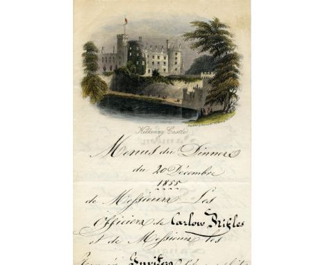 CARLOW RIFLES TREAT THEMSELVES TO A CHRISTMAS DINNER, 1855Menus du dinner du 20 Décembre 1855 de Messieures Les Officiers de 