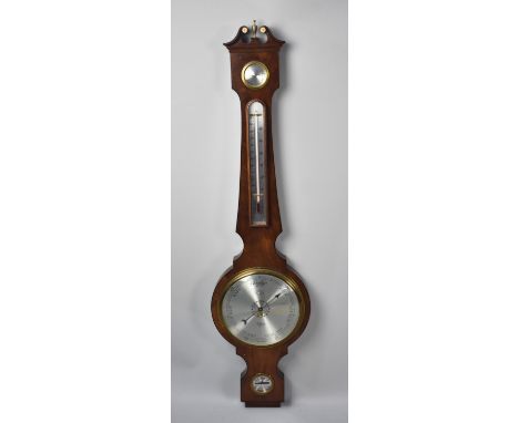 A Late 20th Century Comitti Barometer with Swan Neck Pediment, 97cm High 