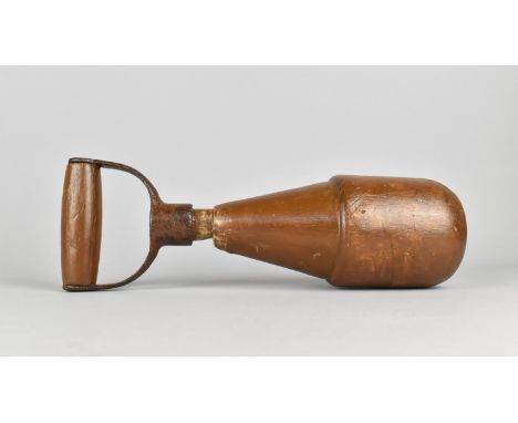 A Vintage Treen Tapering Cylindrical Item with Spade Handle, Perhaps Home Guard Model of an Anti Tank Grenade, 34cms Long 