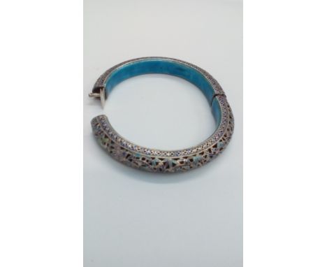 Early Chinese Pierced and Enamel Bangle