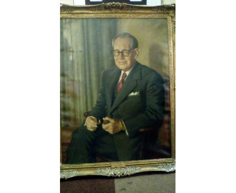 Gilt Framed Oil on Canvas, Portrait by Paul Fitzgerald, Signed and Dated 1955, with Plaque for J.R Osbourne Advertisement Man