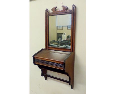 Edwardian Hall Mirror with Integral Glove Box and Apron Shelf 