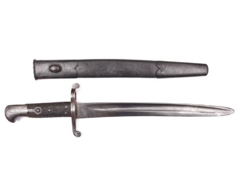 A modified P1856/58 Enfield sword bayonet, blade reduced to 13” and bearing Enfield inspector’s stamps and dates “2/85” and “