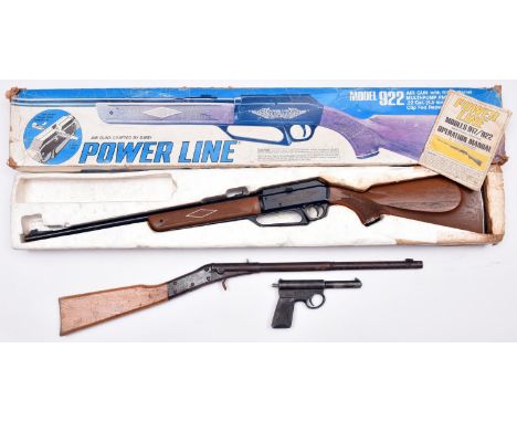 A .22” Daisy Power Line Model 922 underlever pump up air rifle, the barrel stamped “Lot No J900715”, with 5 shot magazine and