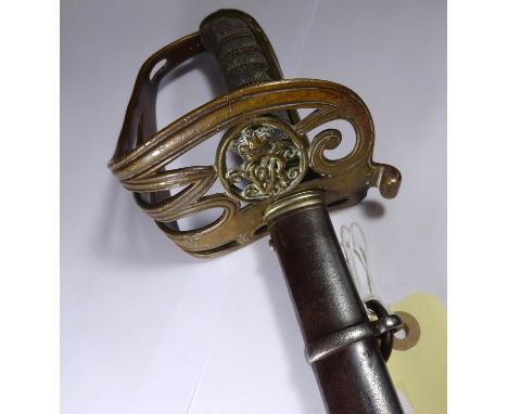 A Victorian Infantry officer’s 1845 light pattern levee sword, slender blade 32”, by Henry Wilkinson, number 27029 (1885), et