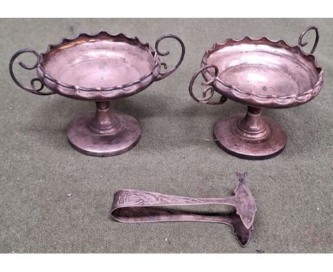 Pair of Hallmarked Silver small two handled trophies, Chester assay dated 1915 by J &amp; R Griffin (Joseph &amp; Richard Gri