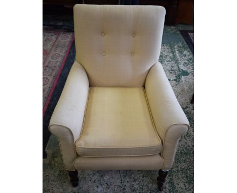 A 19th century framed button back reception armchair