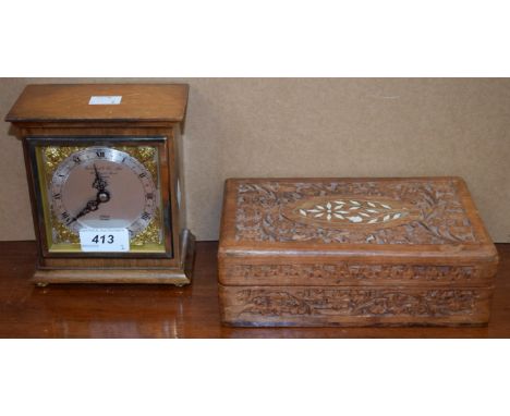 A 20th century gilt-metal mounted mahogany square mantel timepiece, retailed by Garrard &amp; Co Ltd., 112, Regent Street, Lo