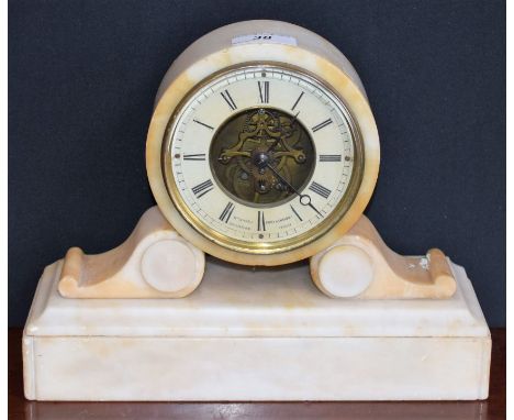 A French marble mantel clock, M Moses, Paris &amp; Londres, 189 Oxford Street, Roman numerals, 28cm wide