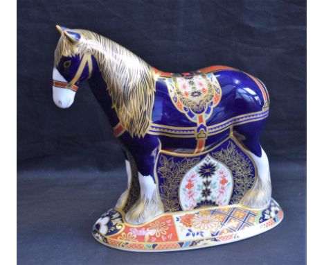 A Royal Crown Derby paperweight, Shire Horse, commissioned by Sinclairs, printed mark, gold stopper, limited edition 700/1500