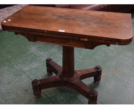 A 19th century style card table, the hinged top enclosing a lined playing surface, 92cm wide