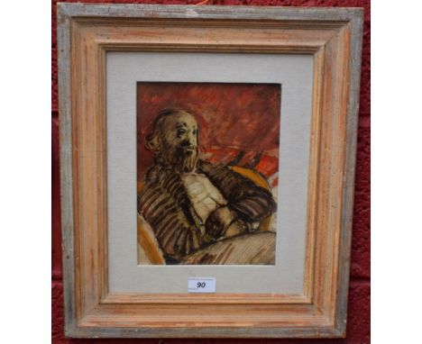 Americo Mazzotta (Italian Modernist, 20th century)Portrait of a Sanguine Gentleman, half-length, reclining on an armchairsign