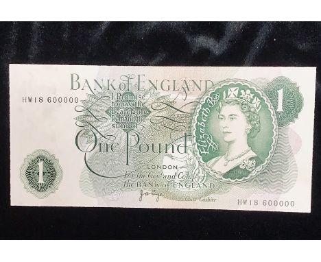 Bank of England £1 Banknote, J.B. Page Series C Portrait Prefix HW 18 600000. B322