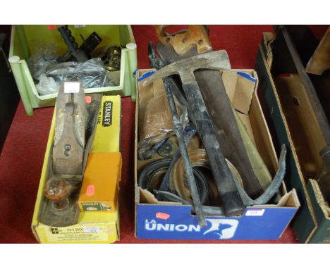 A small quantity of hand tools to include Stanley jack plane, saws, small anchor etc