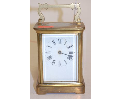 A French lacquer brass carriage clock, early 20th century (a/f)