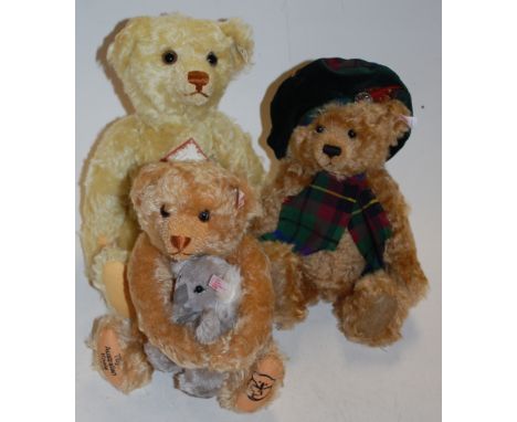 Three boxed Steiff Club Collectors bears to include; No.654732, Scottish bear, blond mohair, limited edition to 3000, boxed; 