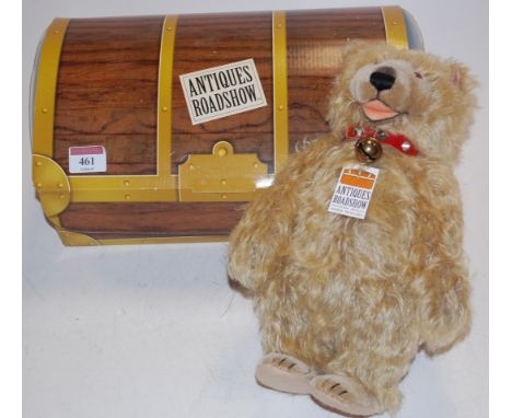 Steiff 2007 North American limited edition Antiques Roadshow bear, No.669767, long blond mohair bear with red and white ear t