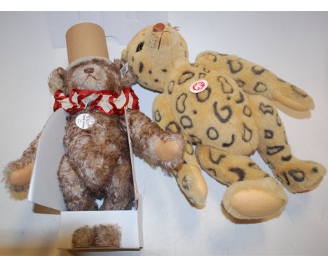 Steiff boxed collectable bear group to include; No.420696 Leopard teddybear, 40cm, dated 2008, limited edition of 2008 pieces