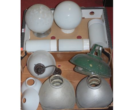 Two boxes of assorted lamp shades