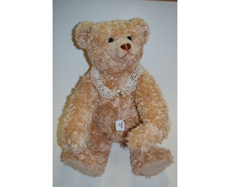 Steiff Appolonia medium sized bear, white tag No. 667633, limited edition of 1500 pieces, long mohair blonde body with neckpi